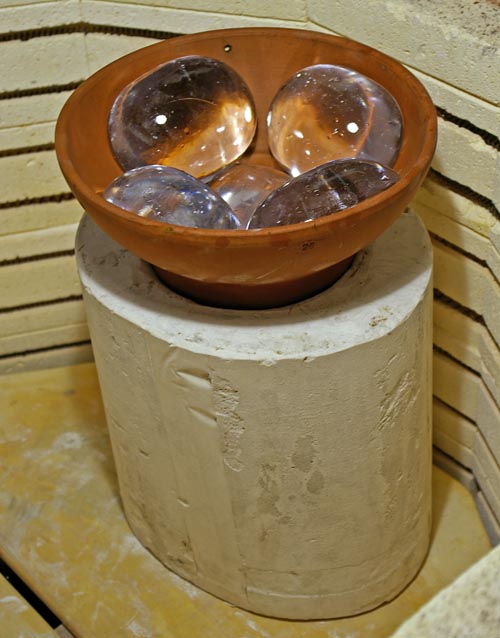 Skull Mold and Glass Skull Mold in Kiln with Glass
